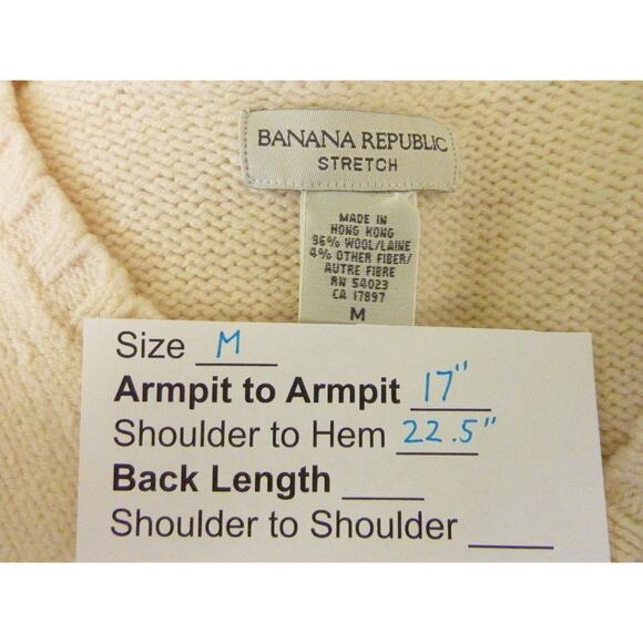 Vintage Banana Republic Wool Blend V Neck Sweater M - Picture 5 of 5
